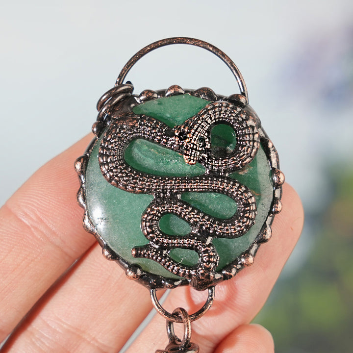 Natural Green Aventurine Snake Pendant