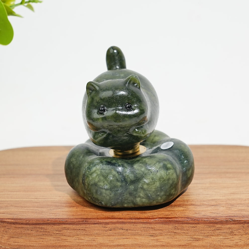 A Slightly Imperfect Natural Crystal Serpentine Wobble Cat
