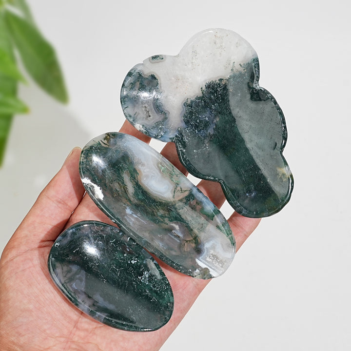Unique,Natural Crystal Carving Moss Agate Bowl