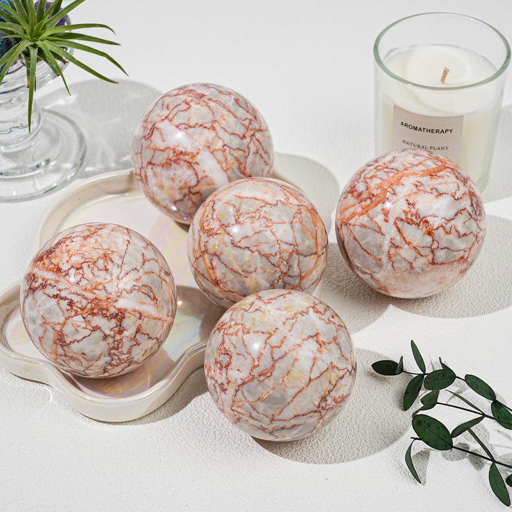 Natural Red Network Jasper Sphere