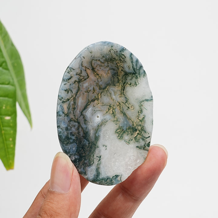 Unique,Natural Crystal Carving Moss Agate Bowl