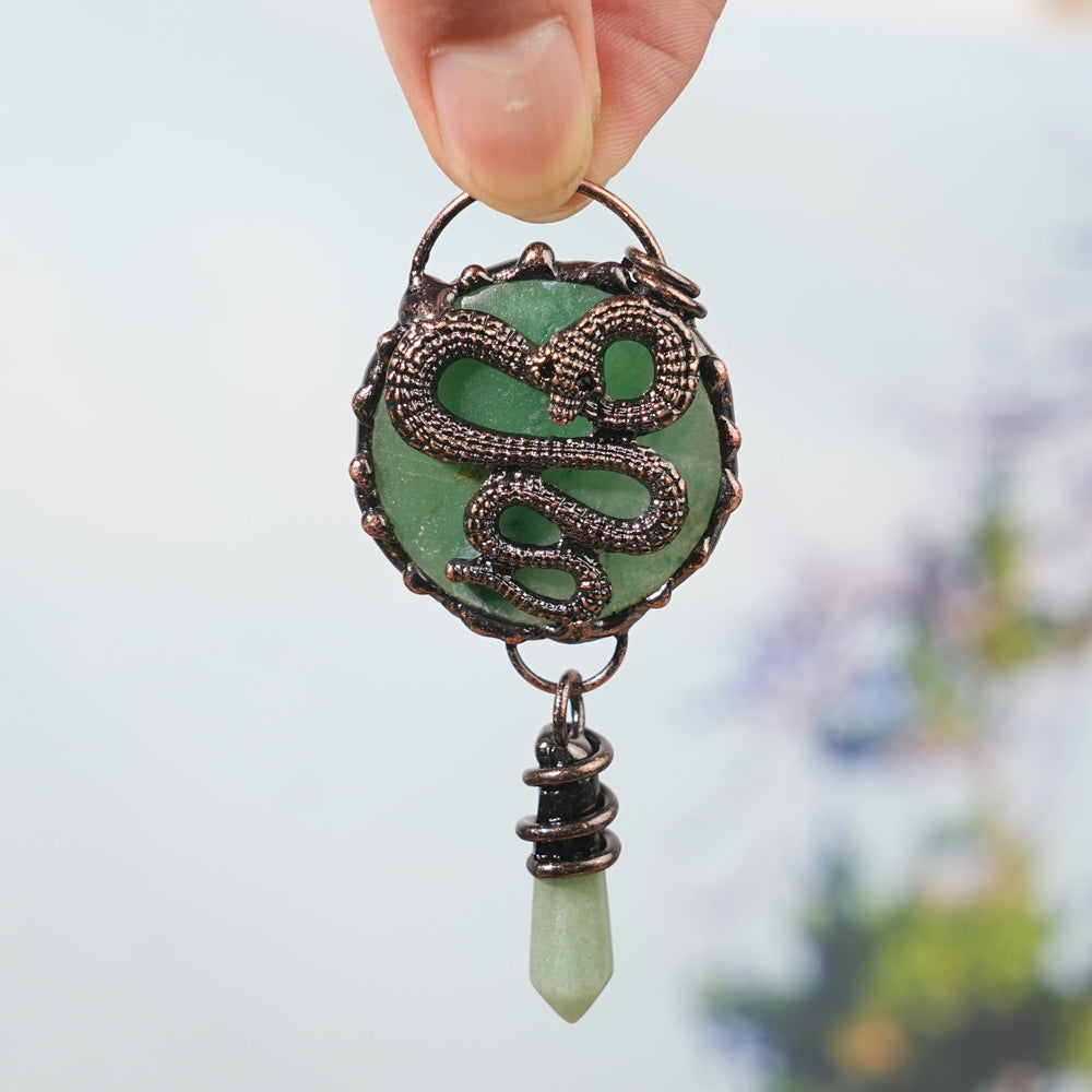 Natural Green Aventurine Snake Pendant