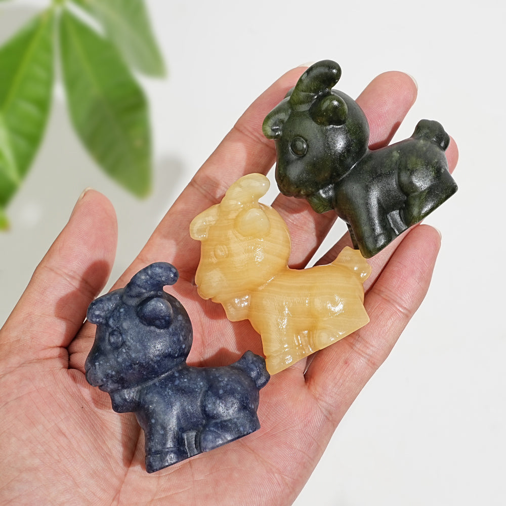 Natural Crystal Carving Cute Goat