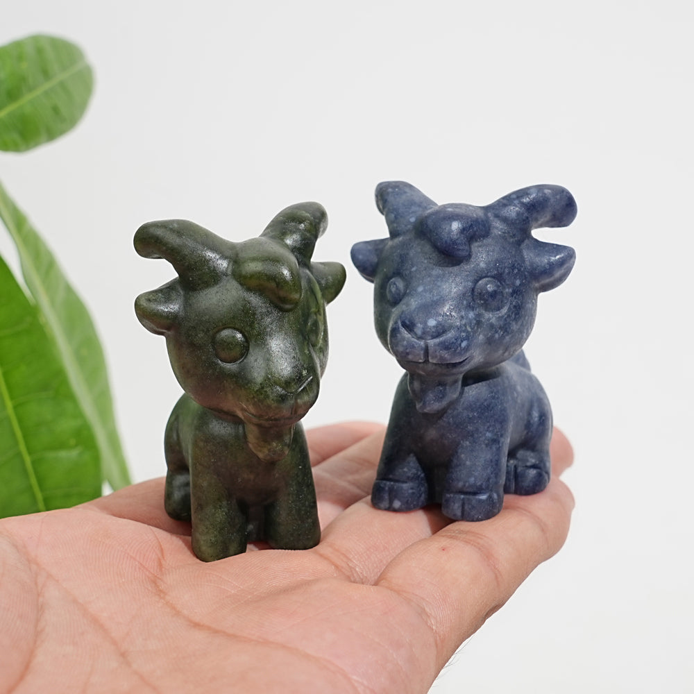 Natural Crystal Carving Cute Goat