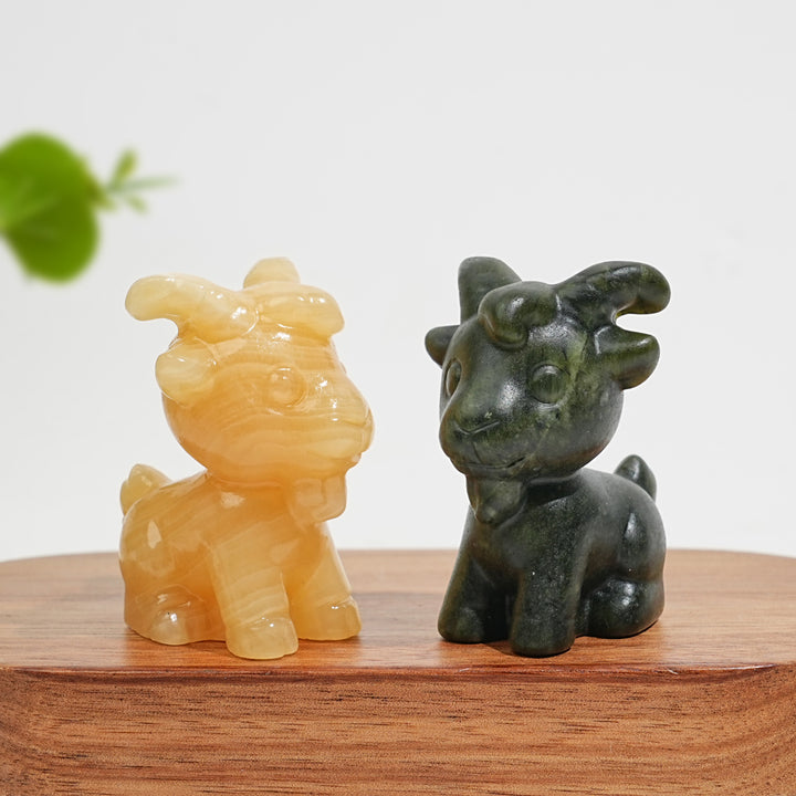 Natural Crystal Carving Cute Goat