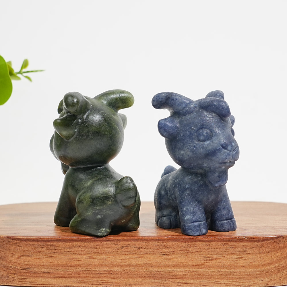 Natural Crystal Carving Cute Goat