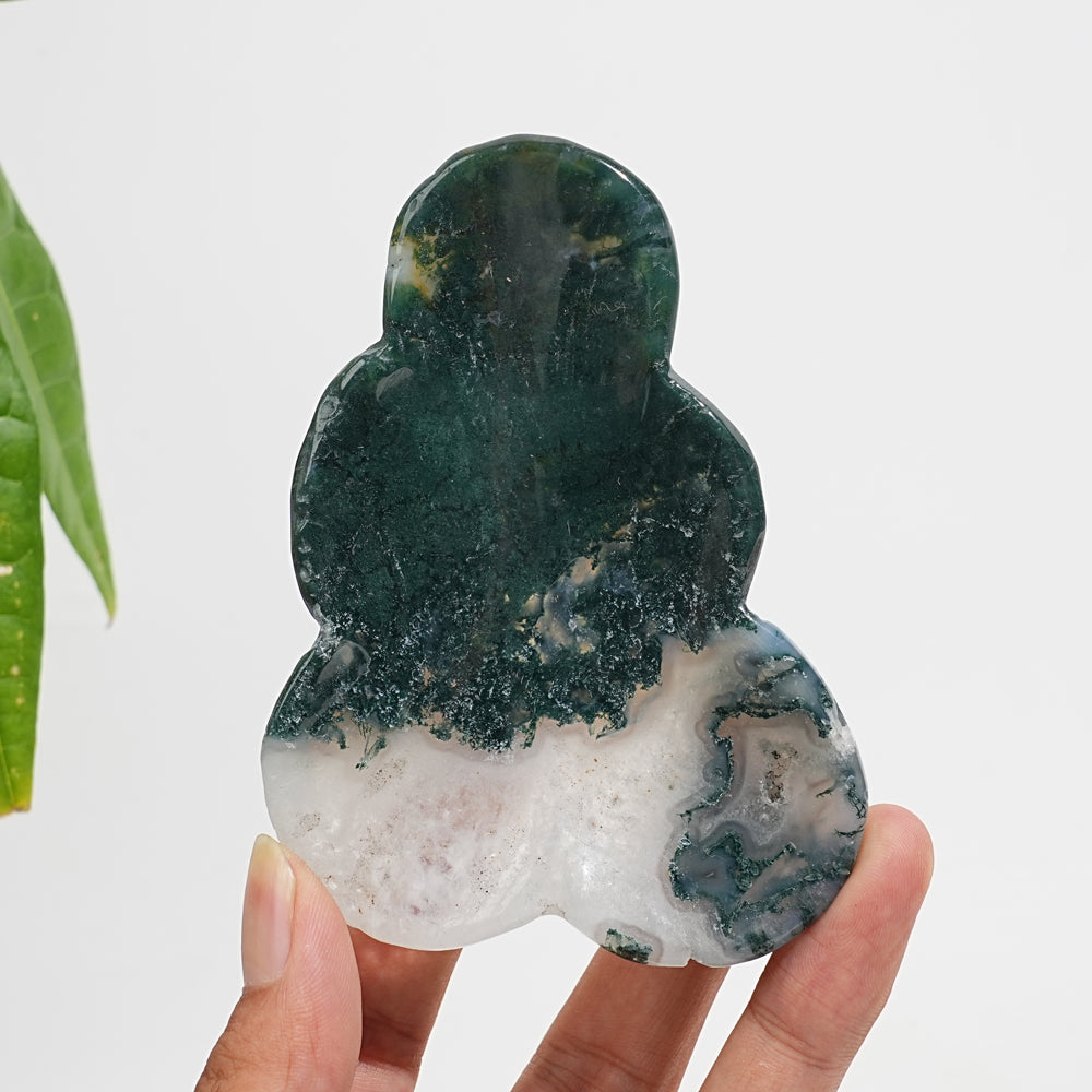 Unique,Natural Crystal Carving Moss Agate Bowl