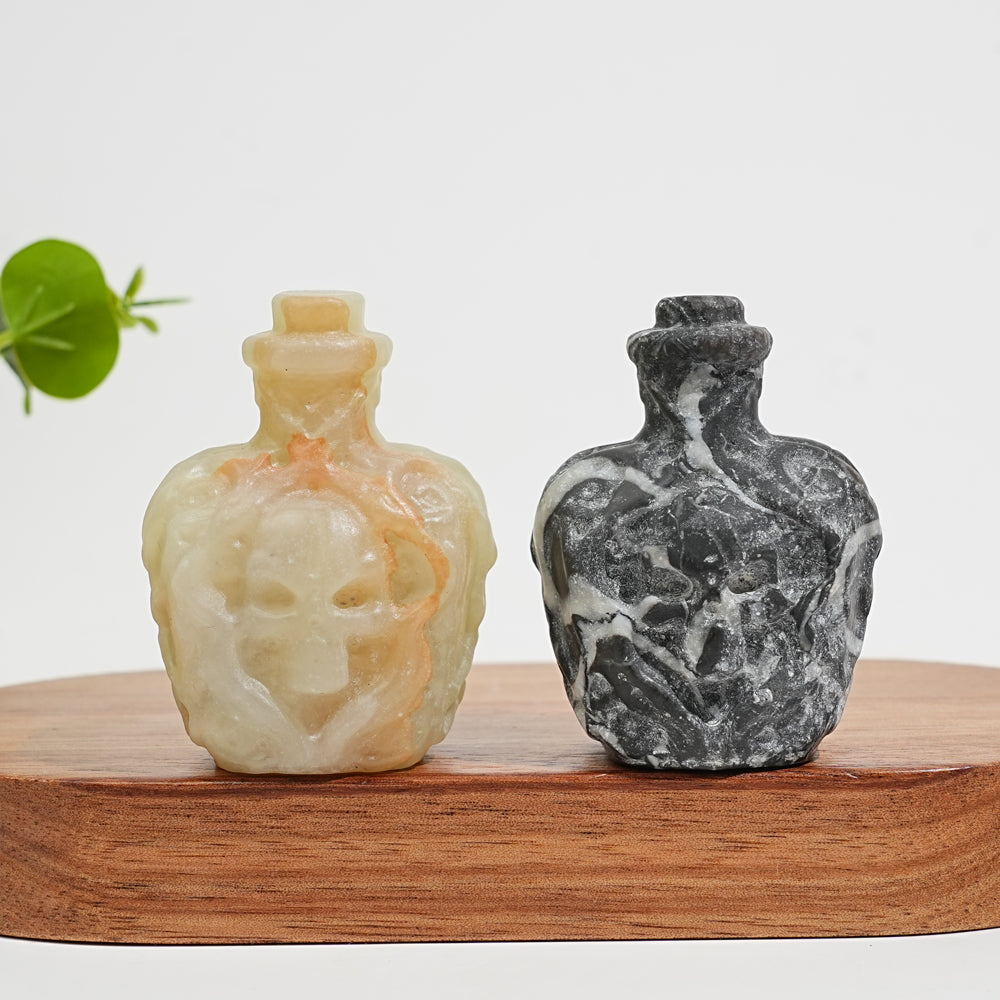 Natural Crystal Carving Skull Poison Bottle