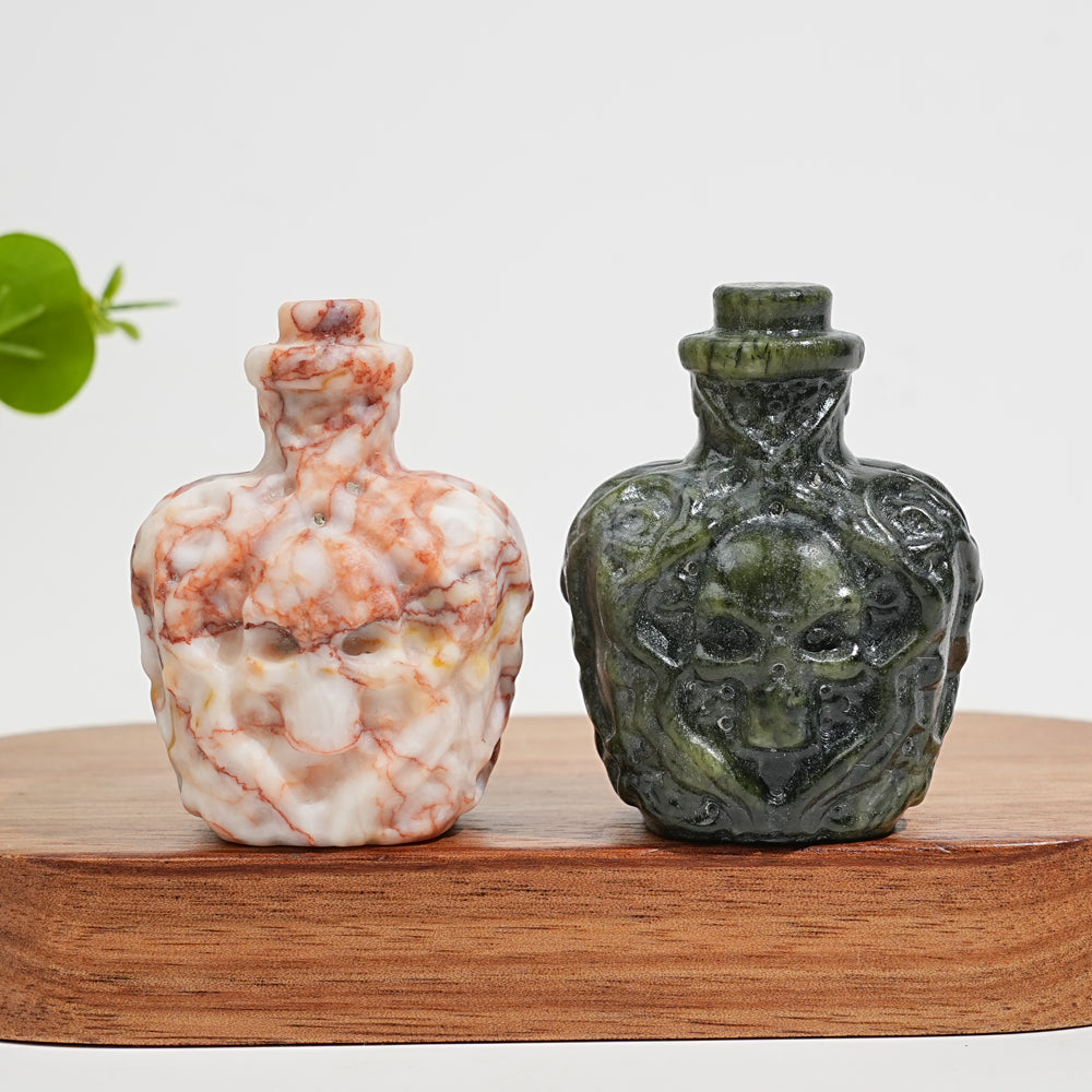 Natural Crystal Carving Skull Poison Bottle