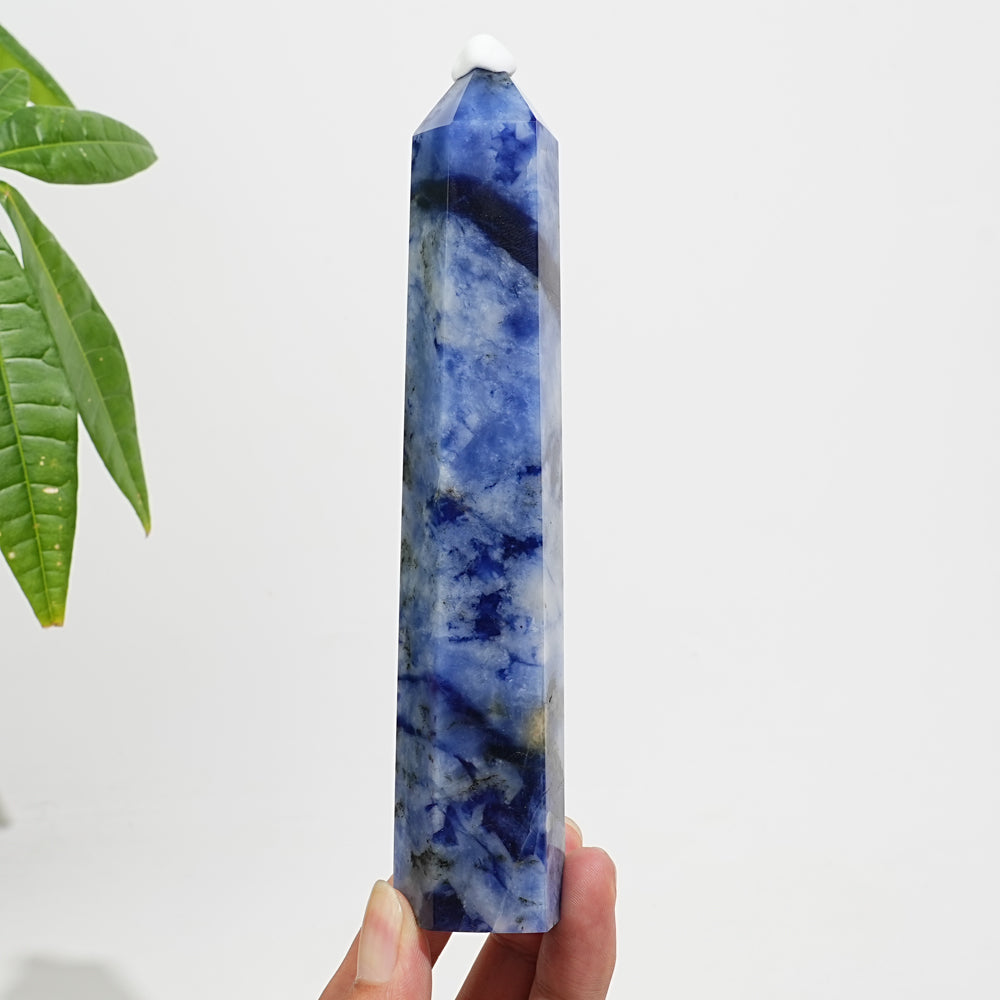 Punta de Sodalita de Porcelana Azul y Blanca en Cristal Natural y Único