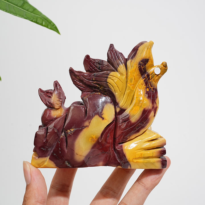Unique,A Slightly Imperfect Natural Crystal Mookaite Nine-Tailed Fox Carving