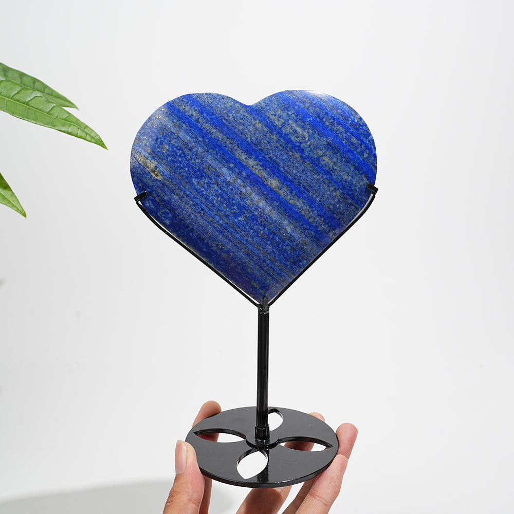 Unique,Natural Crystal Lapis Lazuli Heart With Stand