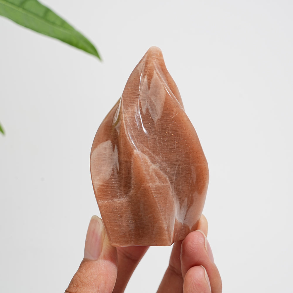 Unique,Imperfect Natural Crystal Peach Moonstone Flame Torch