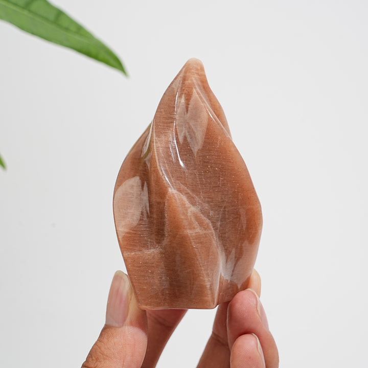 Unique,Imperfect Natural Crystal Peach Moonstone Flame Torch