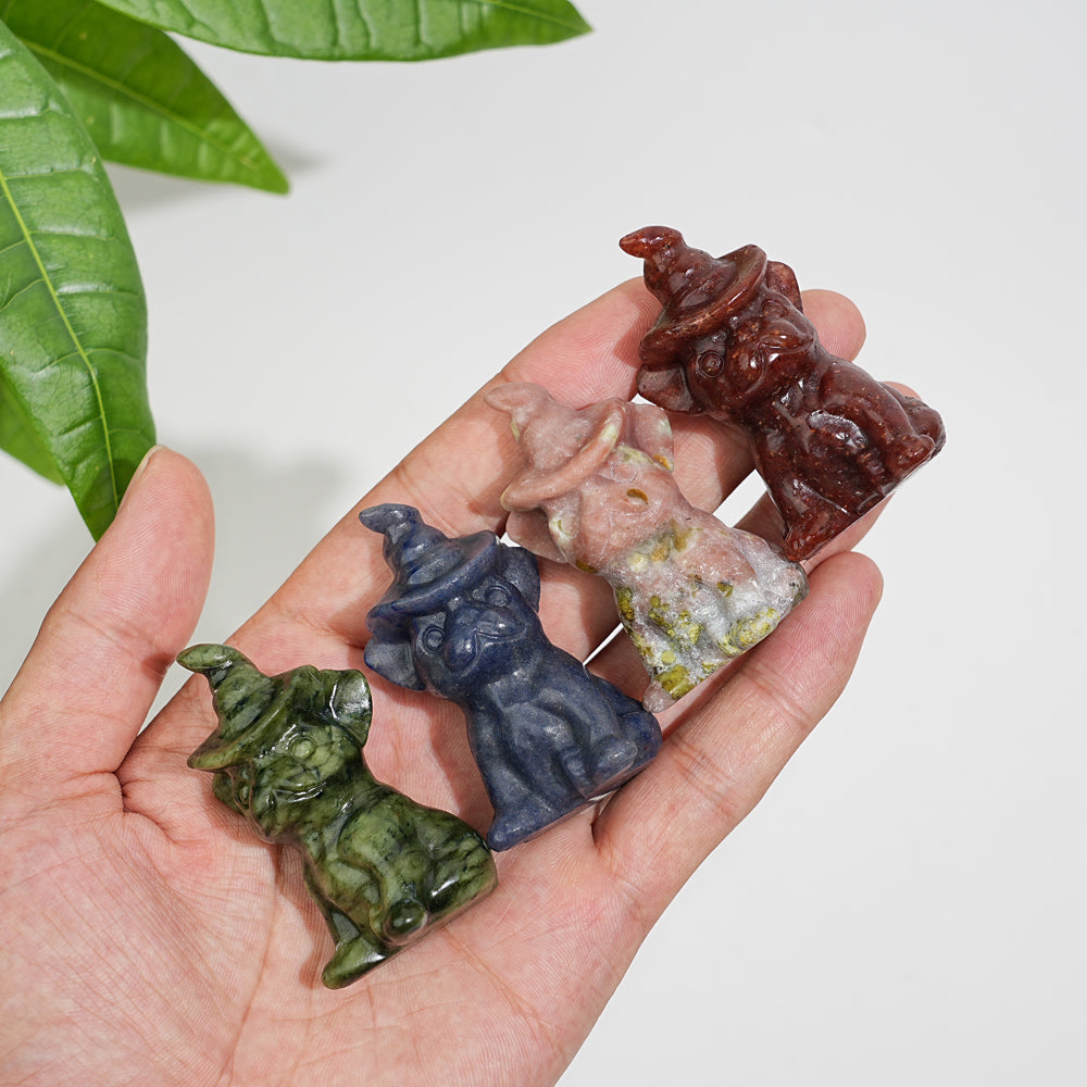 Natural Crystal Wizard French Bulldog Carving