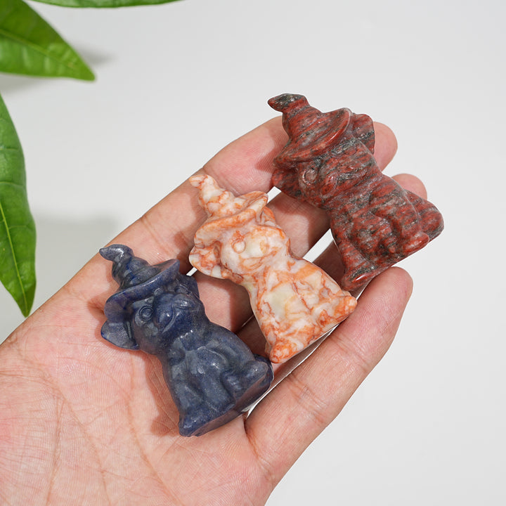 Natural Crystal Wizard French Bulldog Carving