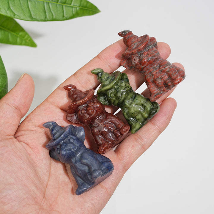 Natural Crystal Wizard French Bulldog Carving