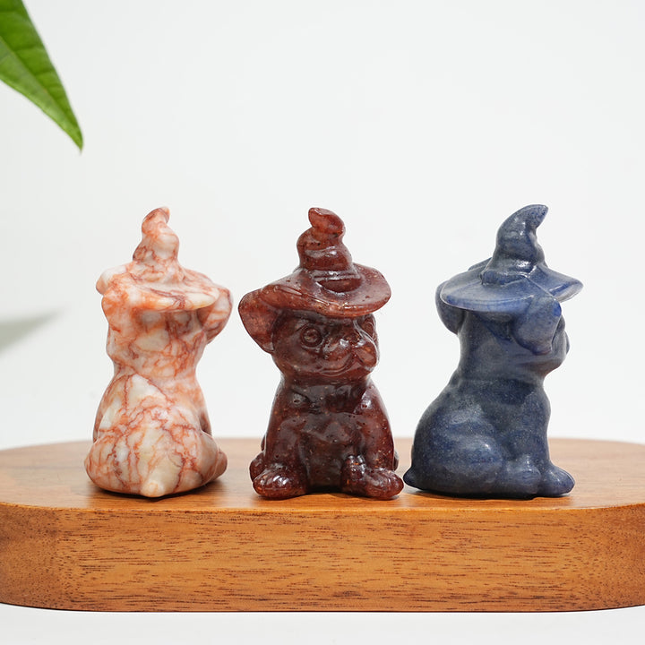 Natural Crystal Wizard French Bulldog Carving