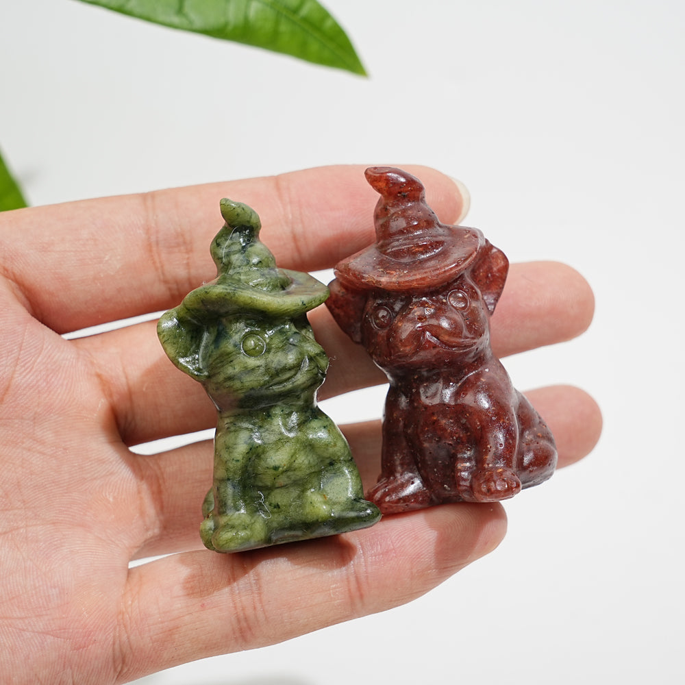 Natural Crystal Wizard French Bulldog Carving