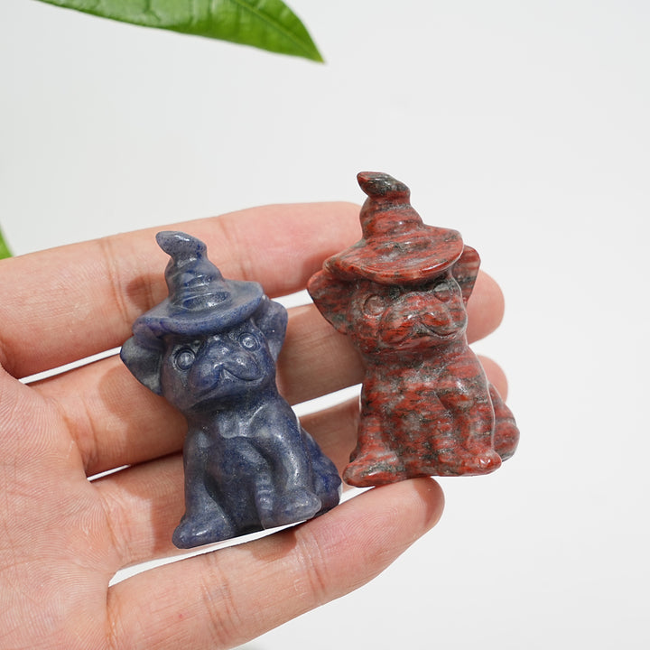 Natural Crystal Wizard French Bulldog Carving