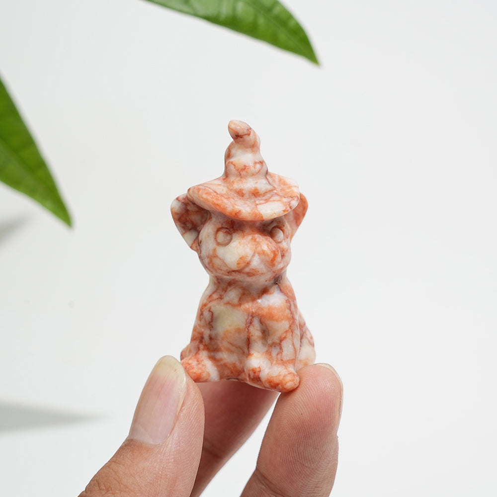 Natural Crystal Wizard French Bulldog Carving