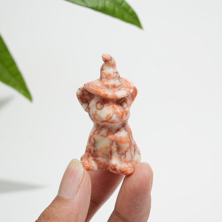 Natural Crystal Wizard French Bulldog Carving