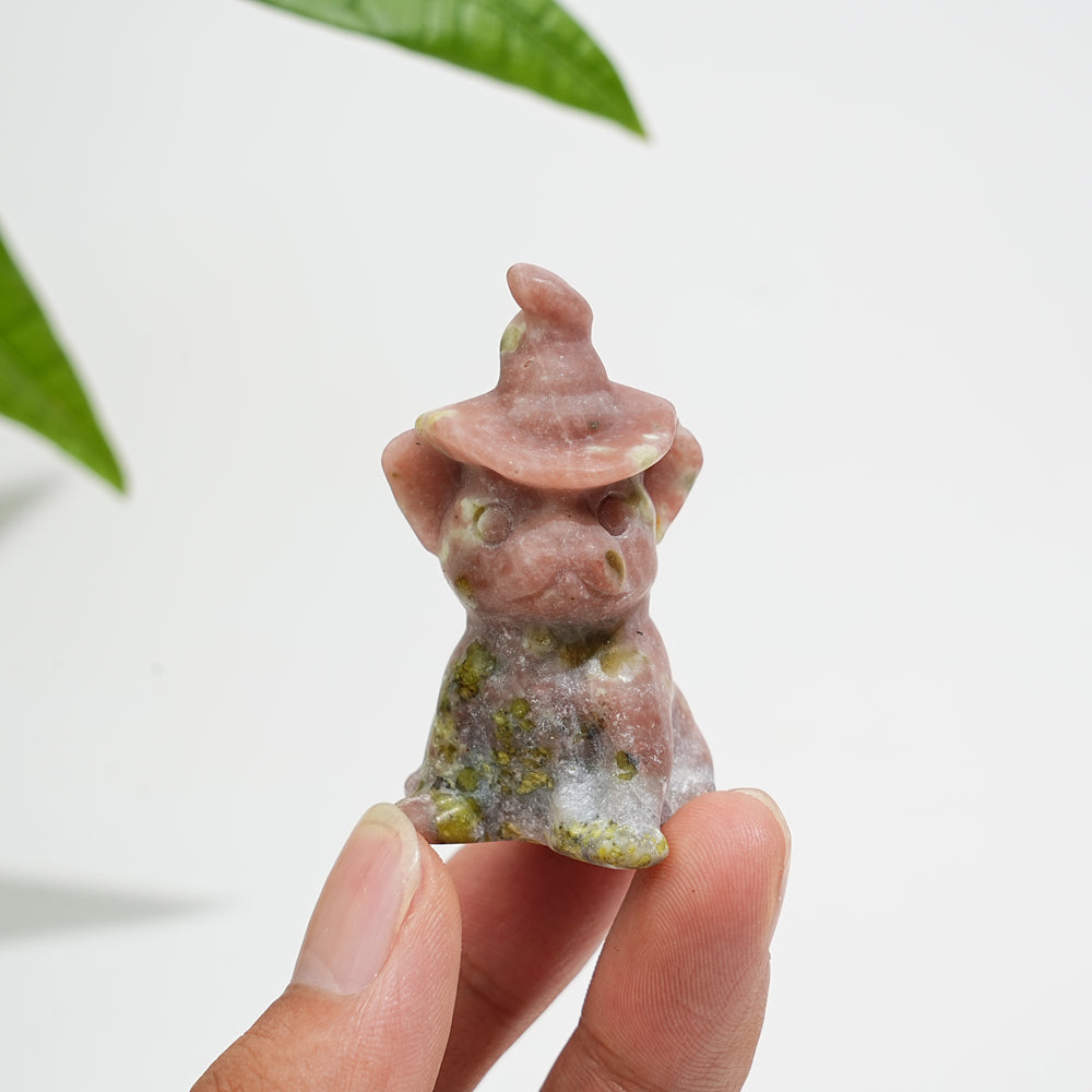 Natural Crystal Wizard French Bulldog Carving