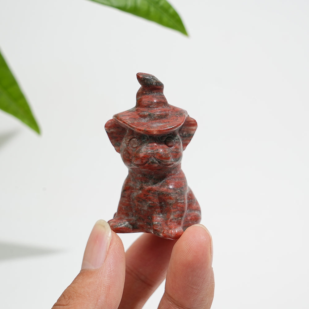 Natural Crystal Wizard French Bulldog Carving