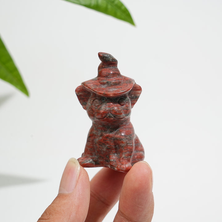 Natural Crystal Wizard French Bulldog Carving