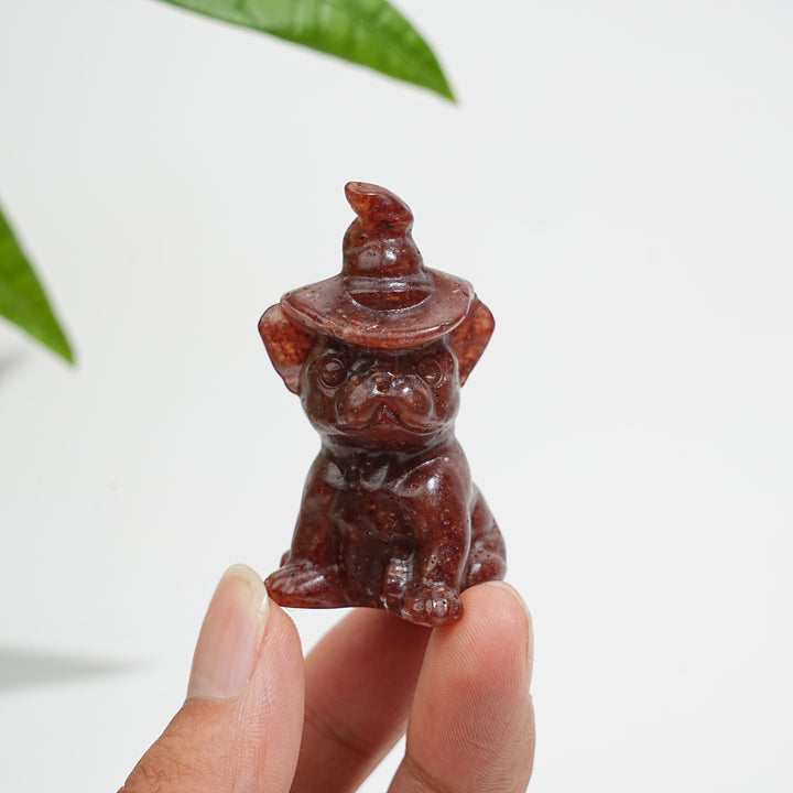 Natural Crystal Wizard French Bulldog Carving