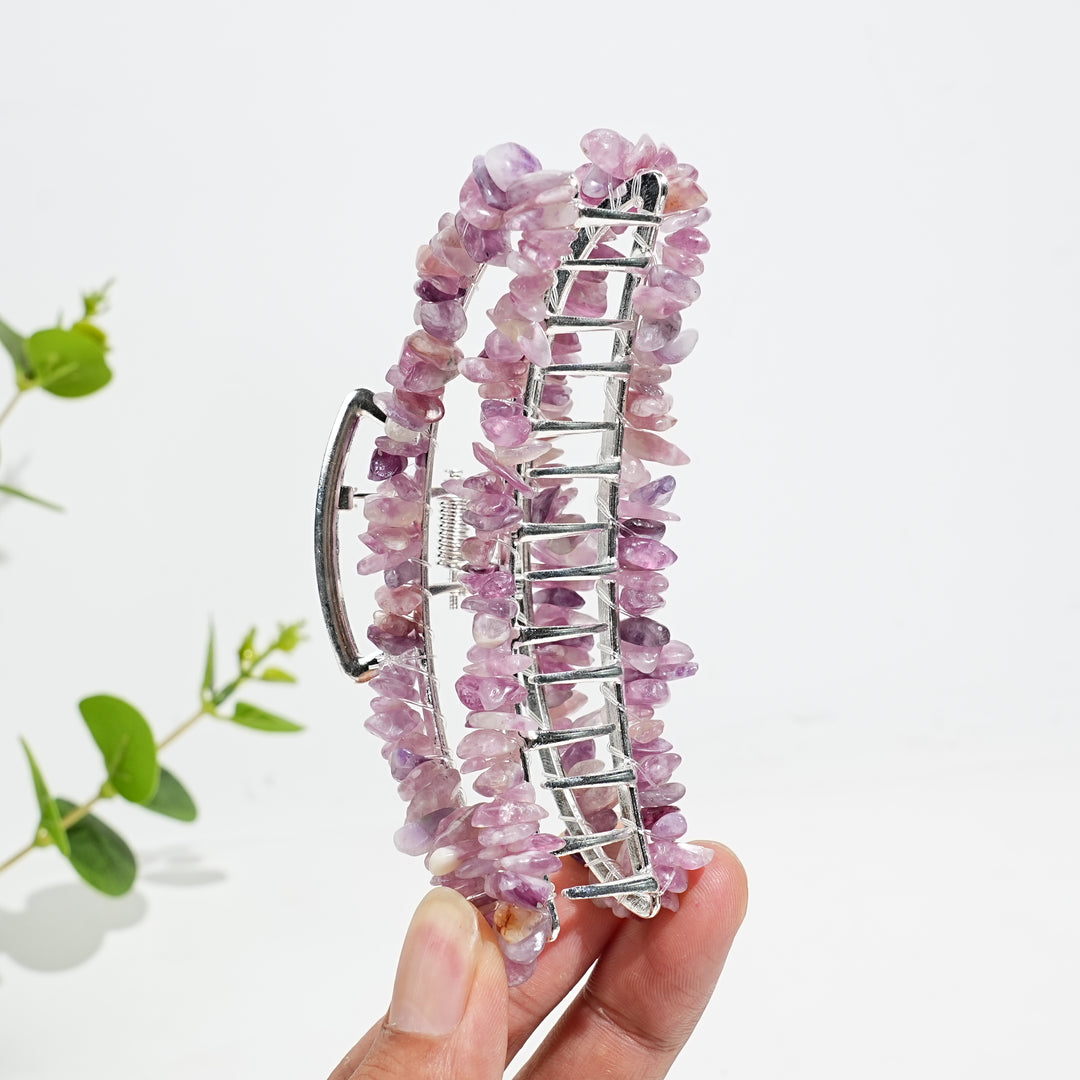 Natural Crystal Moon Hair Claw