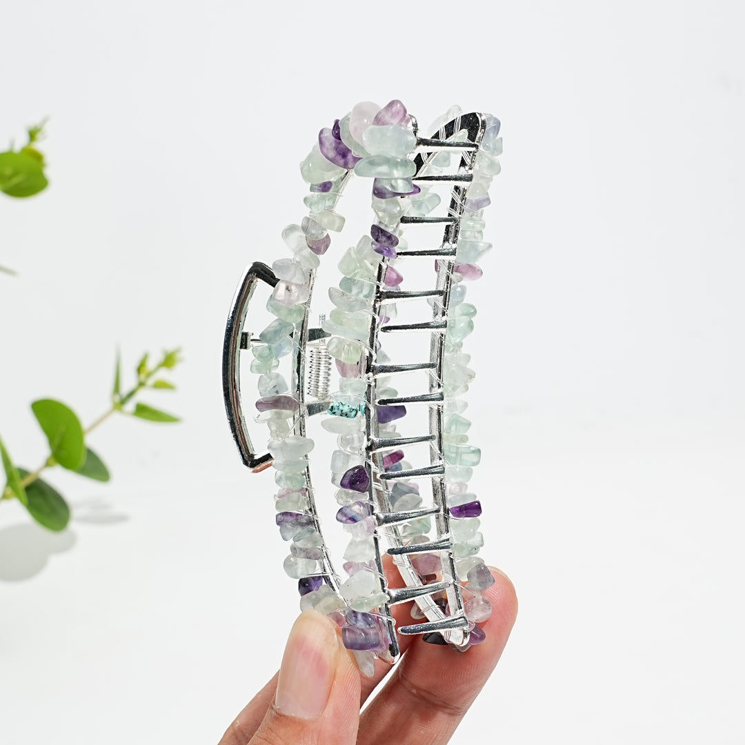 Natural Crystal Moon Hair Claw