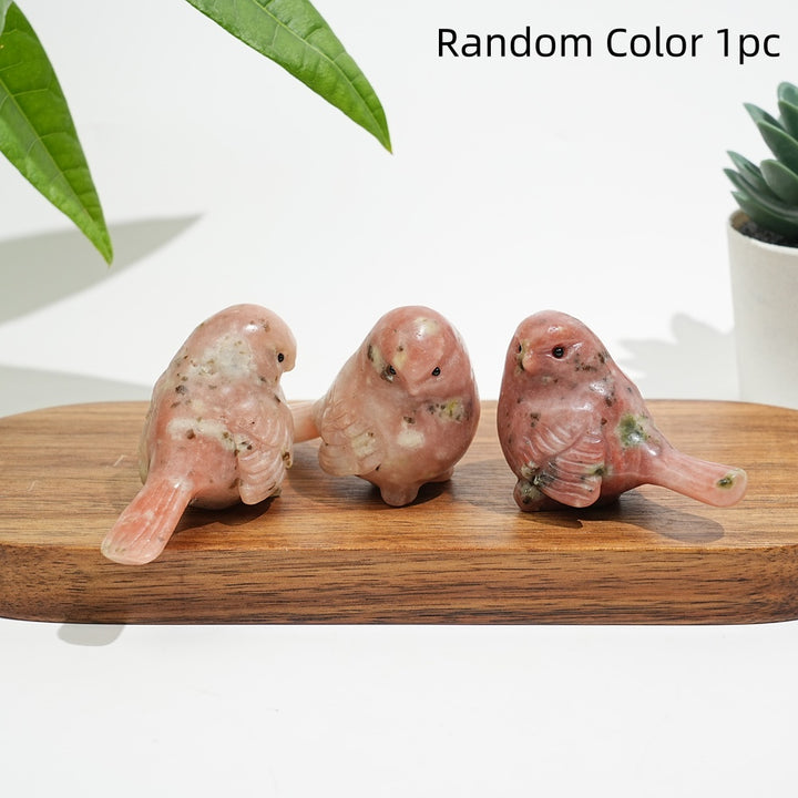 Natural Crystal Cheerful Chubby Bird Carving