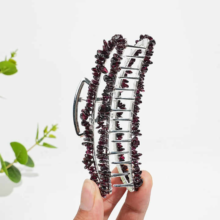 Natural Crystal Moon Hair Claw