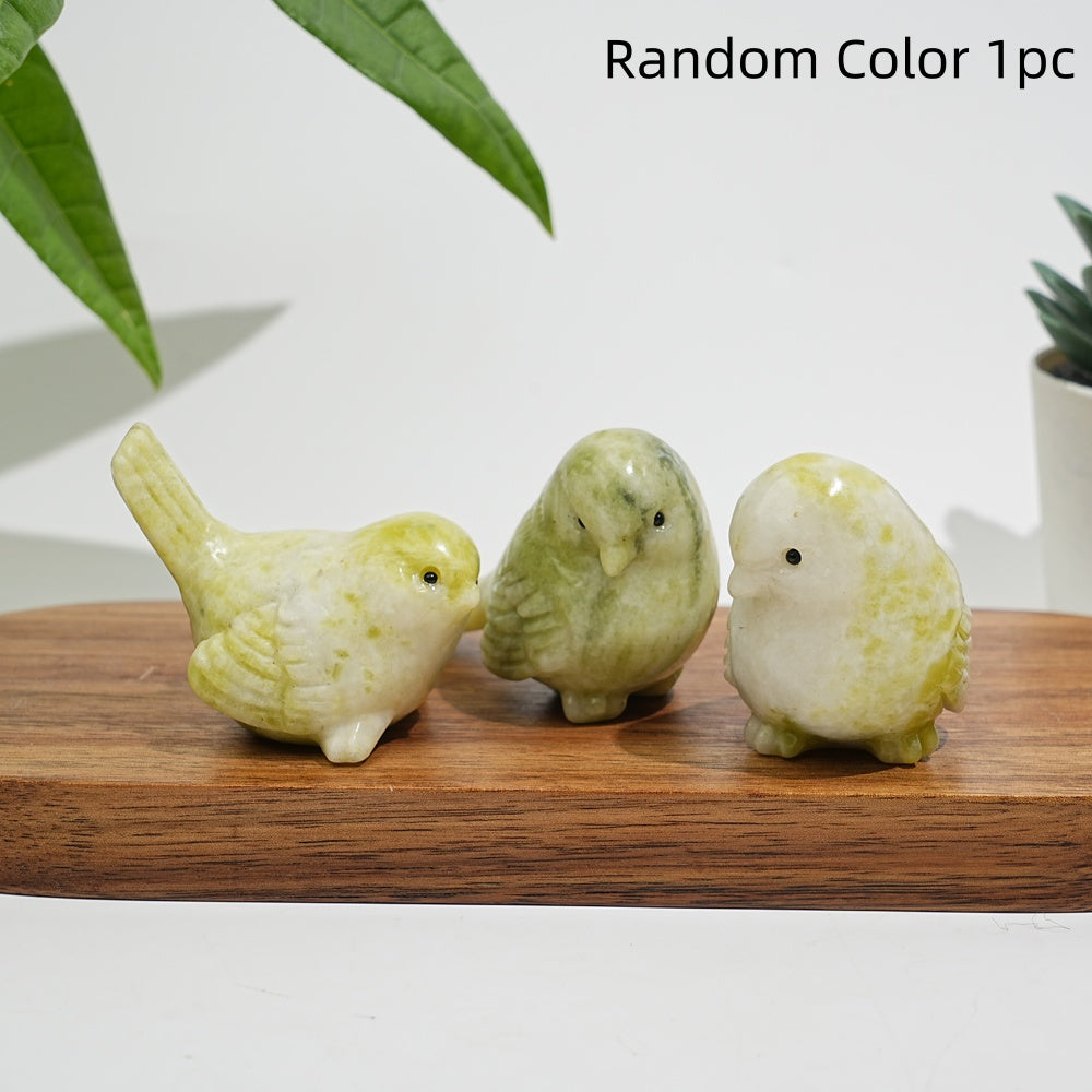 Natural Crystal Cheerful Chubby Bird Carving
