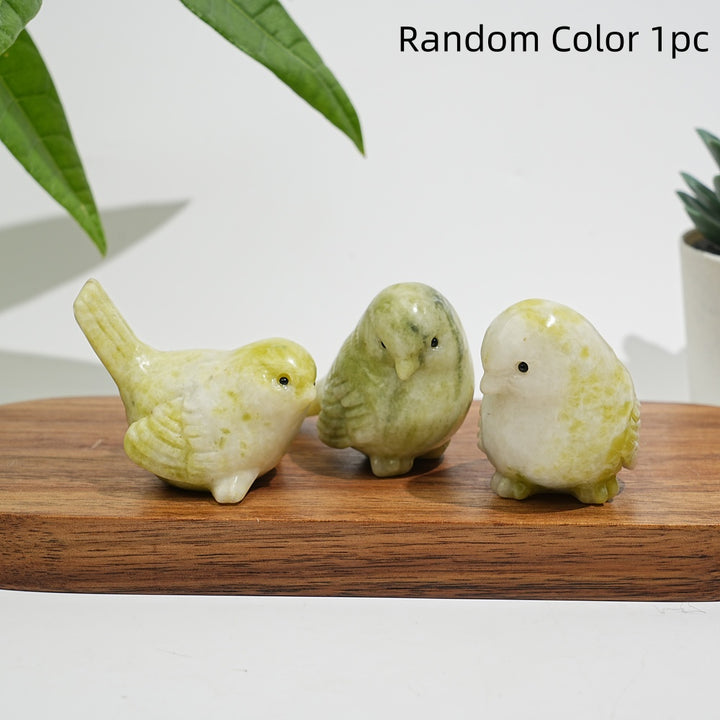 Natural Crystal Cheerful Chubby Bird Carving