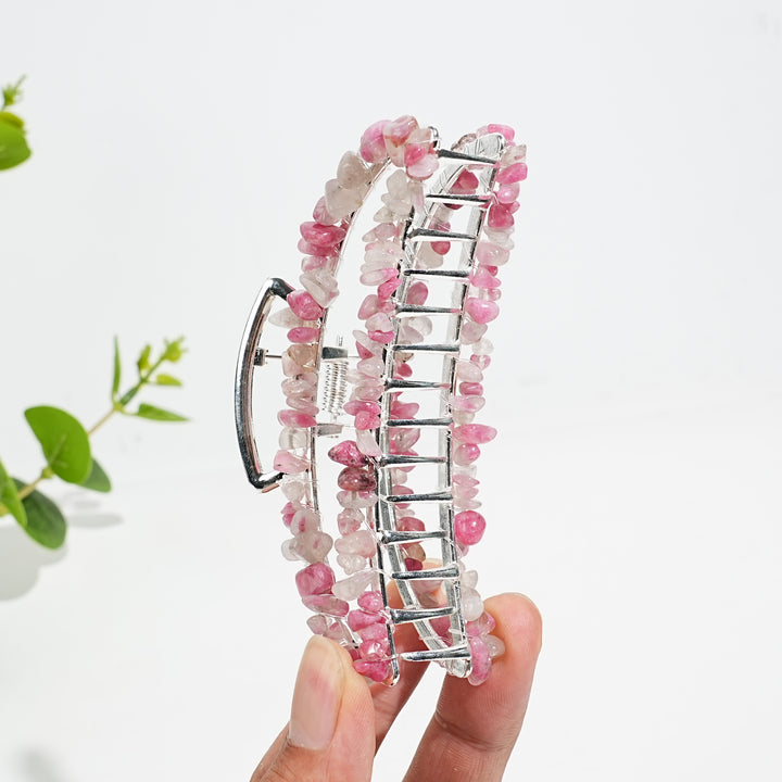 Natural Crystal Moon Hair Claw