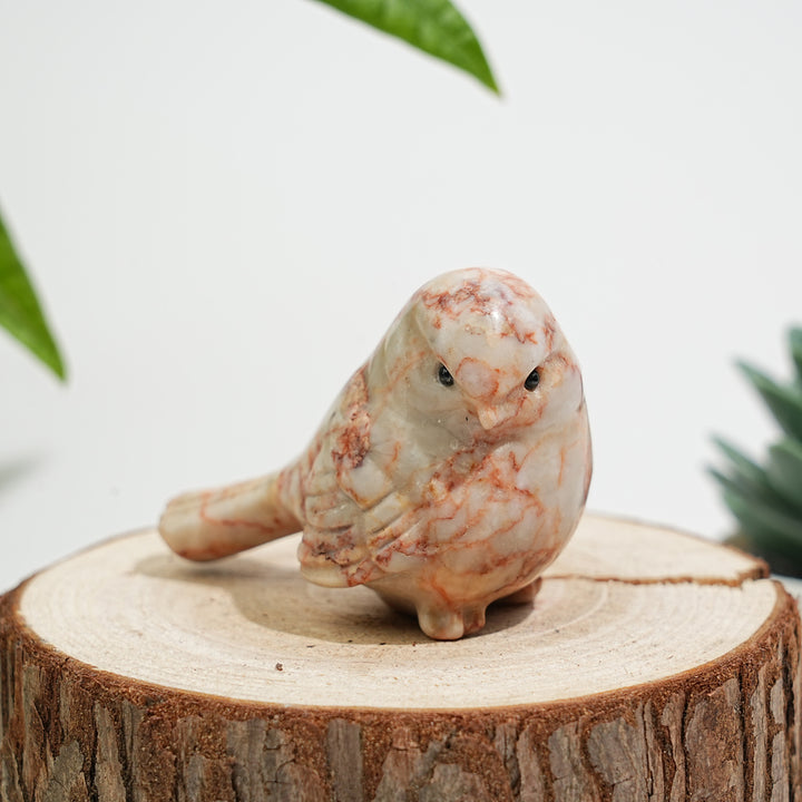 Natural Crystal Cheerful Chubby Bird Carving
