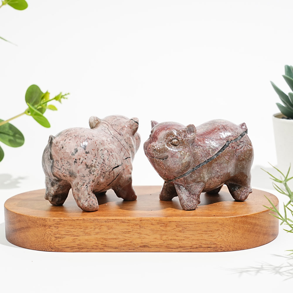 Natural Crystal Picture Jasper Pig Carving