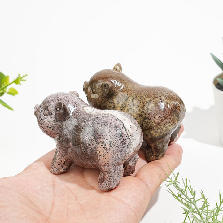 Natural Crystal Picture Jasper Pig Carving