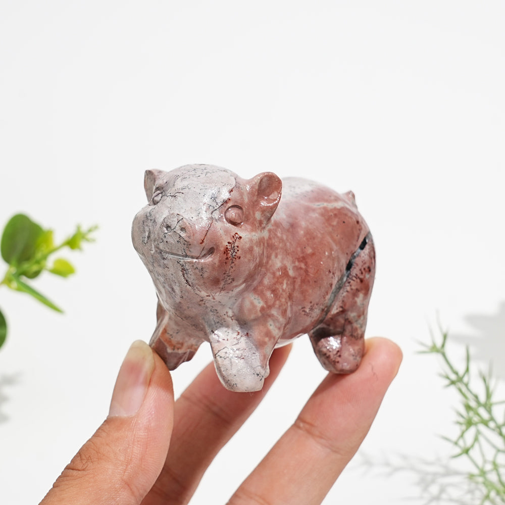 Natural Crystal Picture Jasper Pig Carving