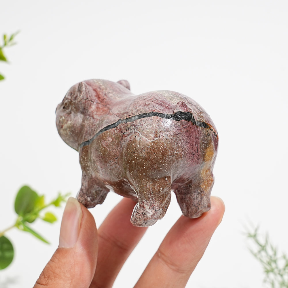 Natural Crystal Picture Jasper Pig Carving