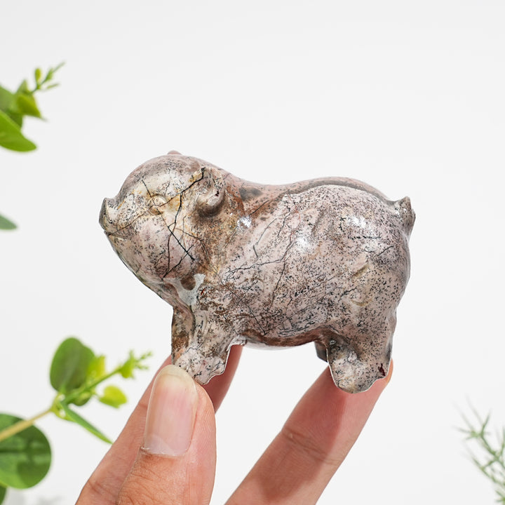 Natural Crystal Picture Jasper Pig Carving