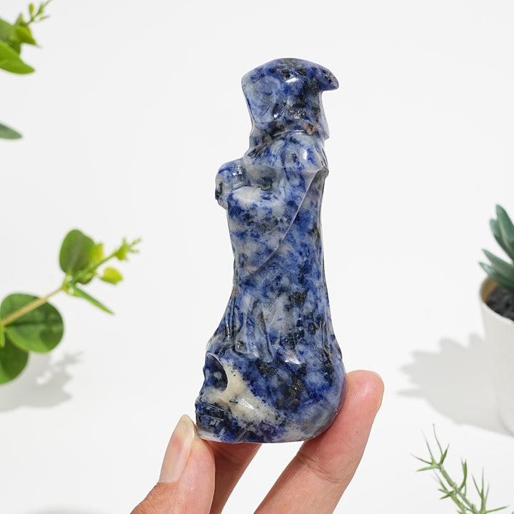 Natural Crystal Standing Grim Reaper Skull Carving