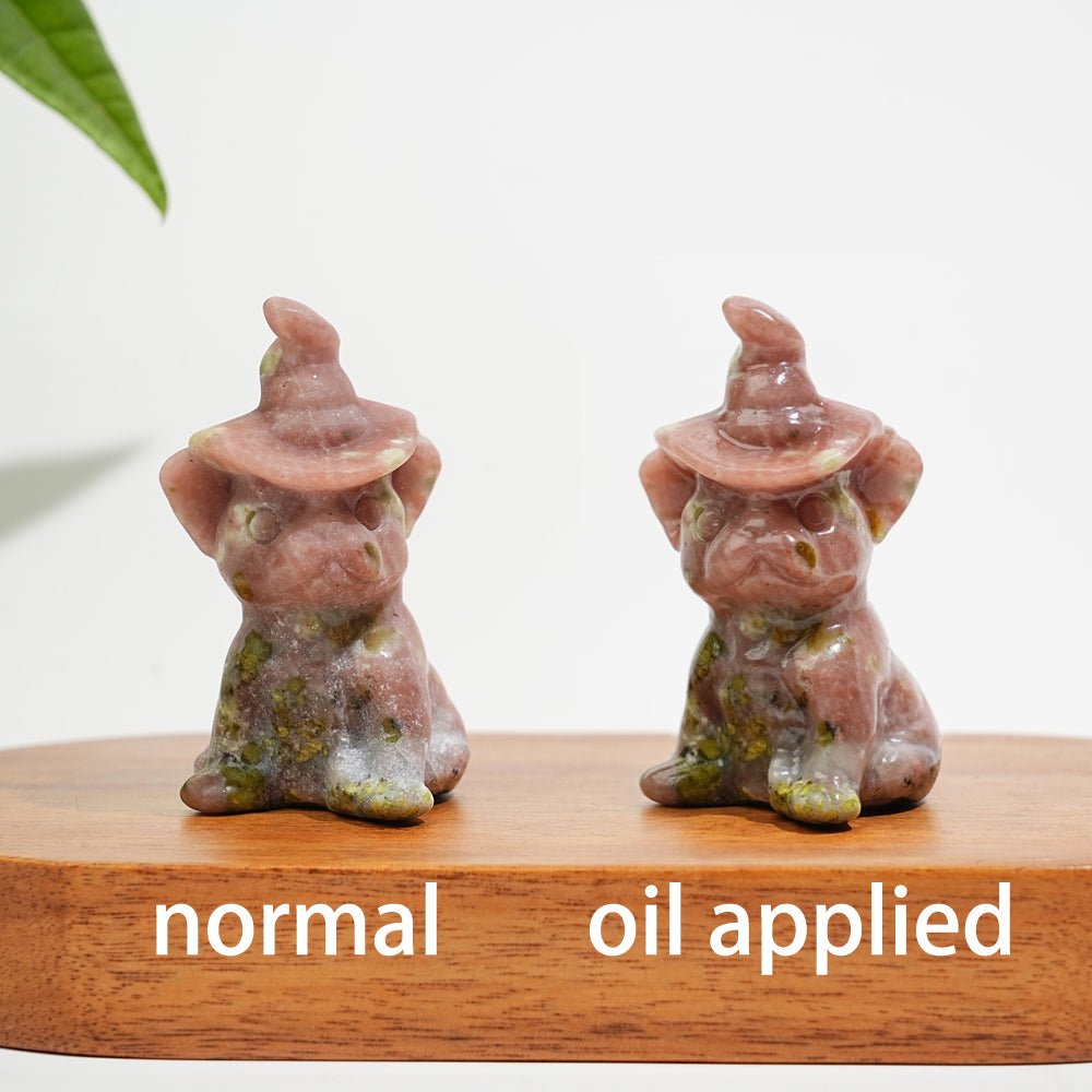 Natural Crystal Wizard French Bulldog Carving