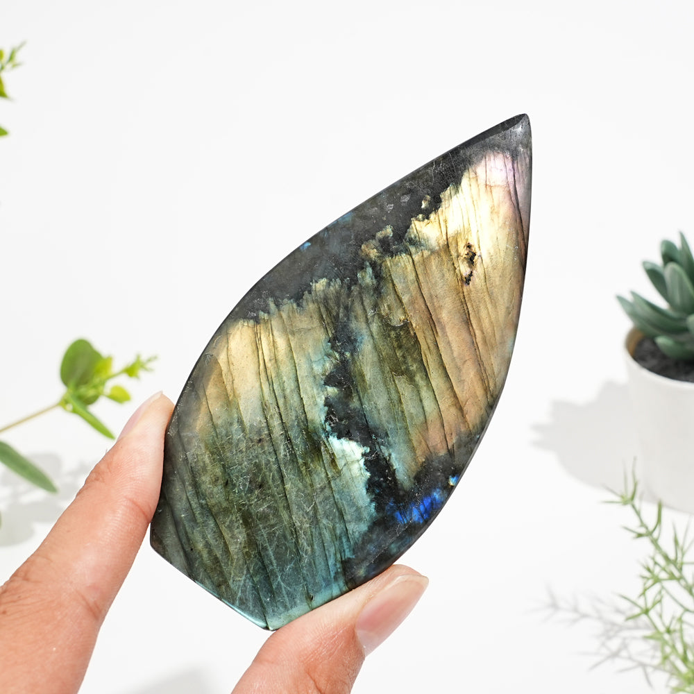 Natural Crystal Glowing Labradorite Teardrop
