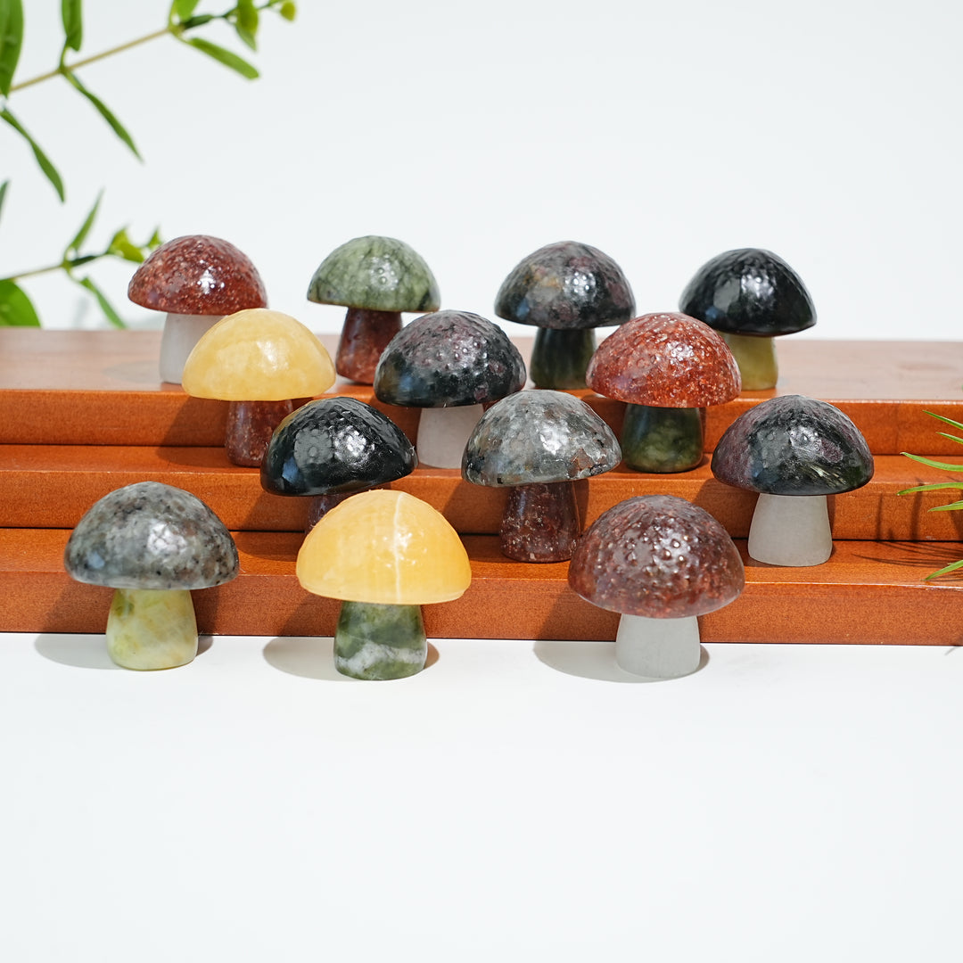 Natural Crystal Carving Mixed Material Mushroom