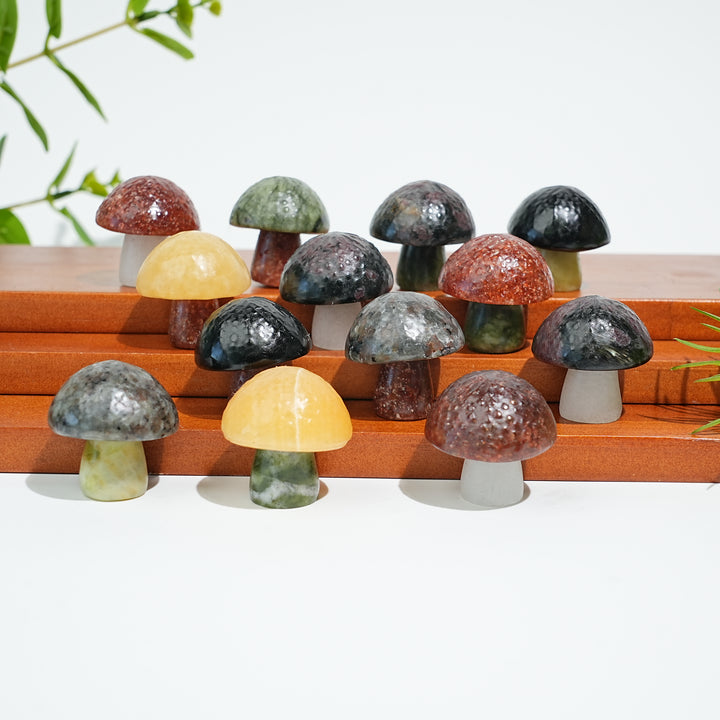 Natural Crystal Carving Mixed Material Mushroom