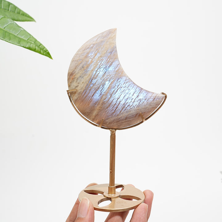 Unique,Natural Crystal Moonstone Crescent Moon