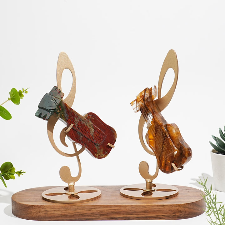 Unique,Natural Crystal Guitar Carving With Stand